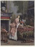 A Woman Placing a Vase of Flowers on a Table-Emile Pierre Metzmacher-Giclee Print