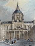 The Courtyard of the Sorbonne, Mid 19th Century (Colour Engraving)-Emile Rouergue-Framed Stretched Canvas
