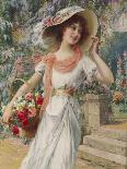 The Flower Girl. Early 20th Century-Emile Vernon-Giclee Print