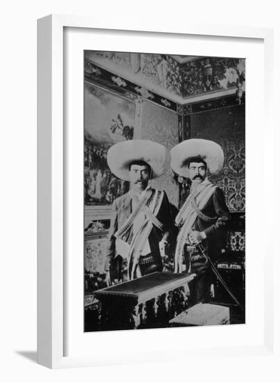 Emiliano Zapata and His Brother Eufemio in the Hall of Ambassadors, National Palace, Mexico City-null-Framed Photographic Print