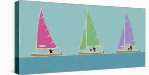 Sailing Trio I-Emily Burningham-Stretched Canvas