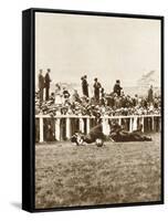 Emily Davison Throwing Herself in Front of the King's Horse During the Derby, Epsom, Surrey, 1913-null-Framed Stretched Canvas