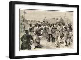 Emin Pasha under Attack-E.a. Tilly-Framed Art Print