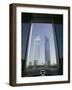 Emirates Towers Through Dubai International Financial Center Arch, Sheikh Zayed Road, Dubai, UAE-Walter Bibikow-Framed Photographic Print