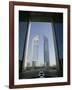 Emirates Towers Through Dubai International Financial Center Arch, Sheikh Zayed Road, Dubai, UAE-Walter Bibikow-Framed Photographic Print