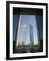 Emirates Towers Through Dubai International Financial Center Arch, Sheikh Zayed Road, Dubai, UAE-Walter Bibikow-Framed Photographic Print