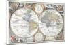 Emisferi Mappamondo (Hemispheres Globe) - Vintage Style Italian Map Poster-null-Mounted Poster
