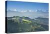 Emmental Valley and Swiss Alps in the Background, Berner Oberland, Switzerland-Jon Arnold-Stretched Canvas