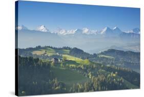 Emmental Valley and Swiss Alps in the Background, Berner Oberland, Switzerland-Jon Arnold-Stretched Canvas