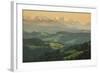 Emmental Valley and Swiss Alps in the Background, Berner Oberland, Switzerland-Jon Arnold-Framed Photographic Print