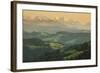 Emmental Valley and Swiss Alps in the Background, Berner Oberland, Switzerland-Jon Arnold-Framed Photographic Print