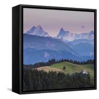 Emmental Valley and Swiss Alps in the Background, Berner Oberland, Switzerland-Jon Arnold-Framed Stretched Canvas