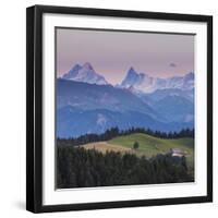 Emmental Valley and Swiss Alps in the Background, Berner Oberland, Switzerland-Jon Arnold-Framed Photographic Print