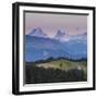 Emmental Valley and Swiss Alps in the Background, Berner Oberland, Switzerland-Jon Arnold-Framed Photographic Print