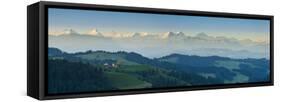 Emmental Valley and Swiss Alps in the Background, Berner Oberland, Switzerland-Jon Arnold-Framed Stretched Canvas