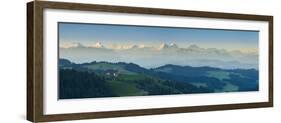 Emmental Valley and Swiss Alps in the Background, Berner Oberland, Switzerland-Jon Arnold-Framed Photographic Print