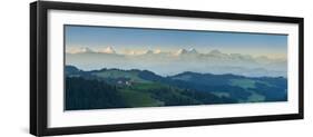 Emmental Valley and Swiss Alps in the Background, Berner Oberland, Switzerland-Jon Arnold-Framed Photographic Print