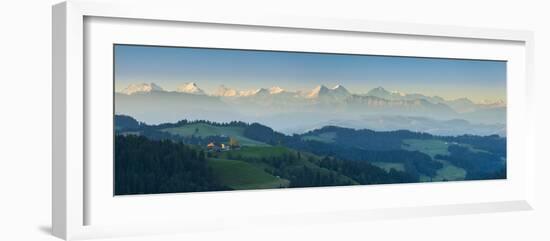 Emmental Valley and Swiss Alps in the Background, Berner Oberland, Switzerland-Jon Arnold-Framed Photographic Print