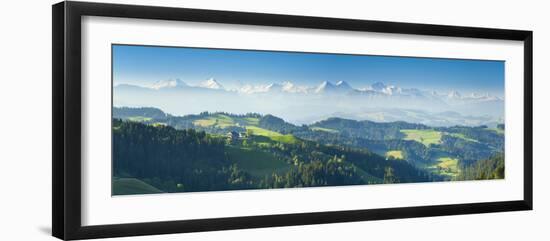 Emmental Valley and Swiss Alps in the Background, Berner Oberland, Switzerland-Jon Arnold-Framed Photographic Print