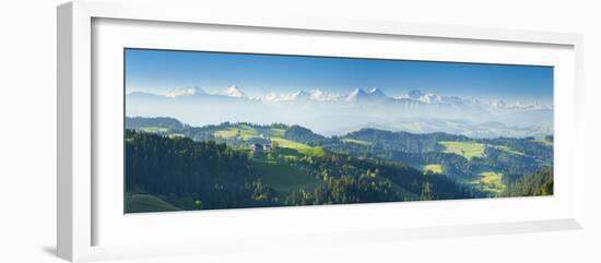 Emmental Valley and Swiss Alps in the Background, Berner Oberland, Switzerland-Jon Arnold-Framed Photographic Print