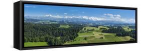 Emmental Valley and Swiss Alps in the Background, Berner Oberland, Switzerland-Jon Arnold-Framed Stretched Canvas