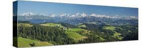 Emmental Valley and Swiss Alps in the Background, Berner Oberland, Switzerland-Jon Arnold-Stretched Canvas