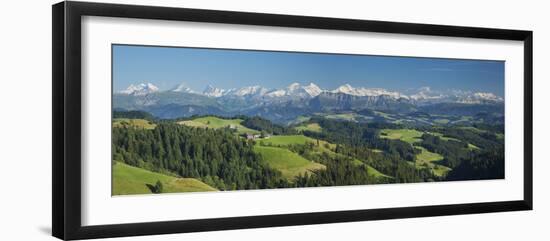 Emmental Valley and Swiss Alps in the Background, Berner Oberland, Switzerland-Jon Arnold-Framed Photographic Print