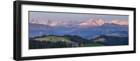 Emmental Valley and Swiss Alps in the Background, Berner Oberland, Switzerland-Jon Arnold-Framed Photographic Print