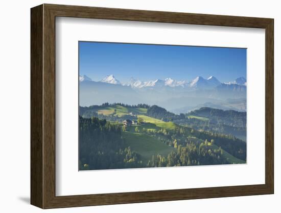 Emmental Valley and Swiss Alps in the Background, Berner Oberland, Switzerland-Jon Arnold-Framed Photographic Print