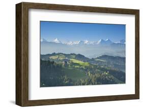 Emmental Valley and Swiss Alps in the Background, Berner Oberland, Switzerland-Jon Arnold-Framed Photographic Print