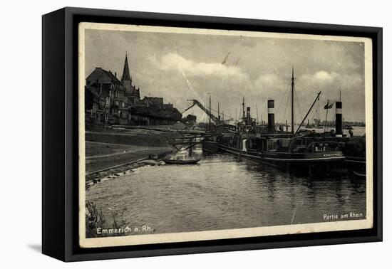 Emmerich Rhein Westfalen, Hafenpartie, Dampfer Krachtwuk, Schiffe, Kran-null-Framed Stretched Canvas