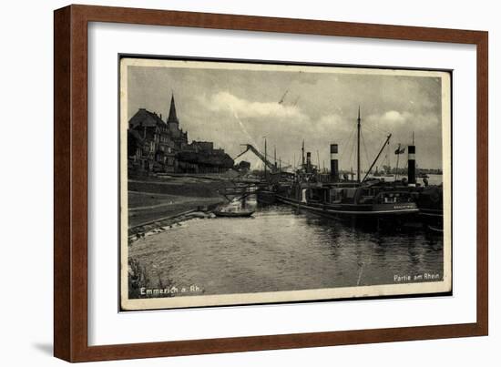 Emmerich Rhein Westfalen, Hafenpartie, Dampfer Krachtwuk, Schiffe, Kran-null-Framed Giclee Print