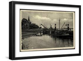 Emmerich Rhein Westfalen, Hafenpartie, Dampfer Krachtwuk, Schiffe, Kran-null-Framed Giclee Print