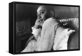 Emmett Till Lying on His Bed in His Chicago Home in 1955-null-Framed Stretched Canvas