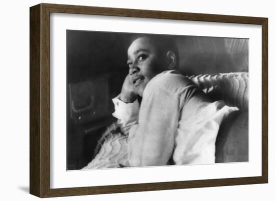 Emmett Till Lying on His Bed in His Chicago Home in 1955-null-Framed Premium Photographic Print