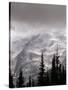 Emmons Glacier Reflects a Bit of Sunlight as Clouds Cover the Summit of Mount Rainier-John Froschauer-Stretched Canvas