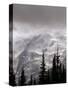 Emmons Glacier Reflects a Bit of Sunlight as Clouds Cover the Summit of Mount Rainier-John Froschauer-Stretched Canvas