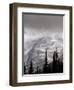 Emmons Glacier Reflects a Bit of Sunlight as Clouds Cover the Summit of Mount Rainier-John Froschauer-Framed Photographic Print