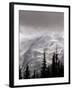 Emmons Glacier Reflects a Bit of Sunlight as Clouds Cover the Summit of Mount Rainier-John Froschauer-Framed Photographic Print