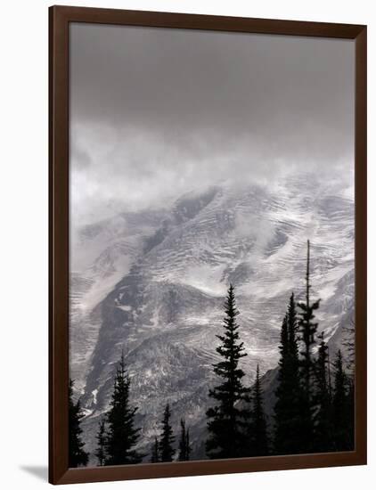 Emmons Glacier Reflects a Bit of Sunlight as Clouds Cover the Summit of Mount Rainier-John Froschauer-Framed Photographic Print