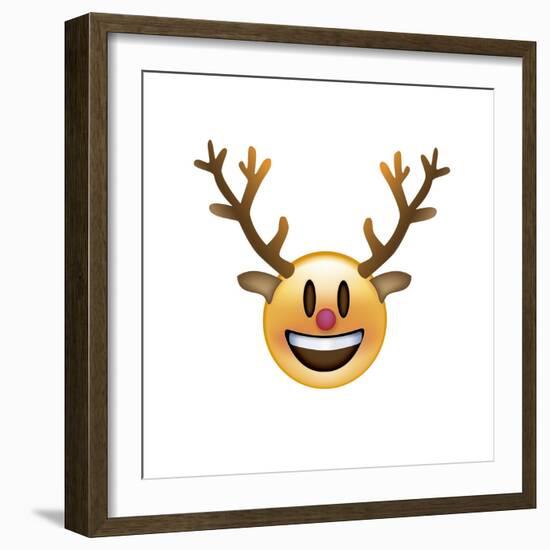 Emoji Big Smile Reindeer-Ali Lynne-Framed Giclee Print