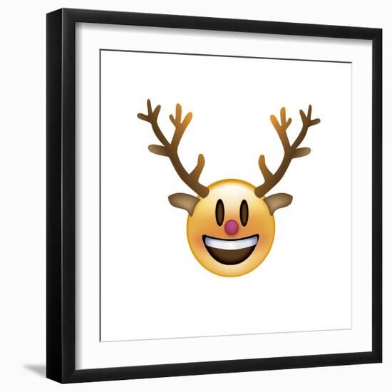 Emoji Big Smile Reindeer-Ali Lynne-Framed Giclee Print