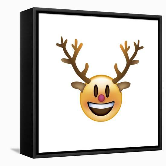 Emoji Big Smile Reindeer-Ali Lynne-Framed Stretched Canvas