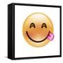 Emoji Crescent Eye Yummy-Ali Lynne-Framed Stretched Canvas