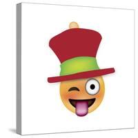 Emoji One Eye Xmas Hat-Ali Lynne-Stretched Canvas