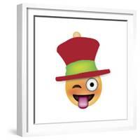 Emoji One Eye Xmas Hat-Ali Lynne-Framed Giclee Print