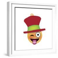 Emoji One Eye Xmas Hat-Ali Lynne-Framed Giclee Print