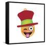 Emoji One Eye Xmas Hat-Ali Lynne-Framed Stretched Canvas