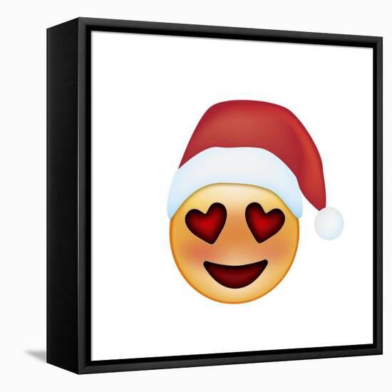 Emoji Smile Heart Xmas Hat-Ali Lynne-Framed Stretched Canvas