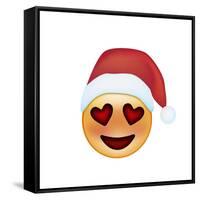 Emoji Smile Heart Xmas Hat-Ali Lynne-Framed Stretched Canvas